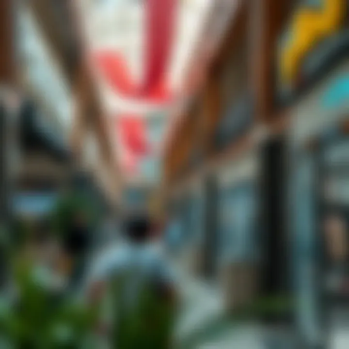 A vibrant shopping area within الباهية مول filled with diverse retail stores