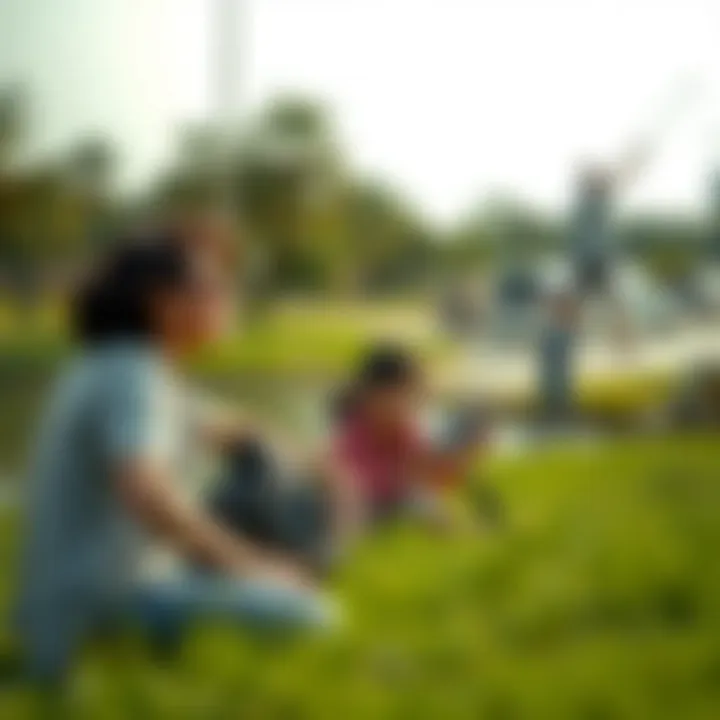 Family enjoying recreational activities at Barsha Pond Park