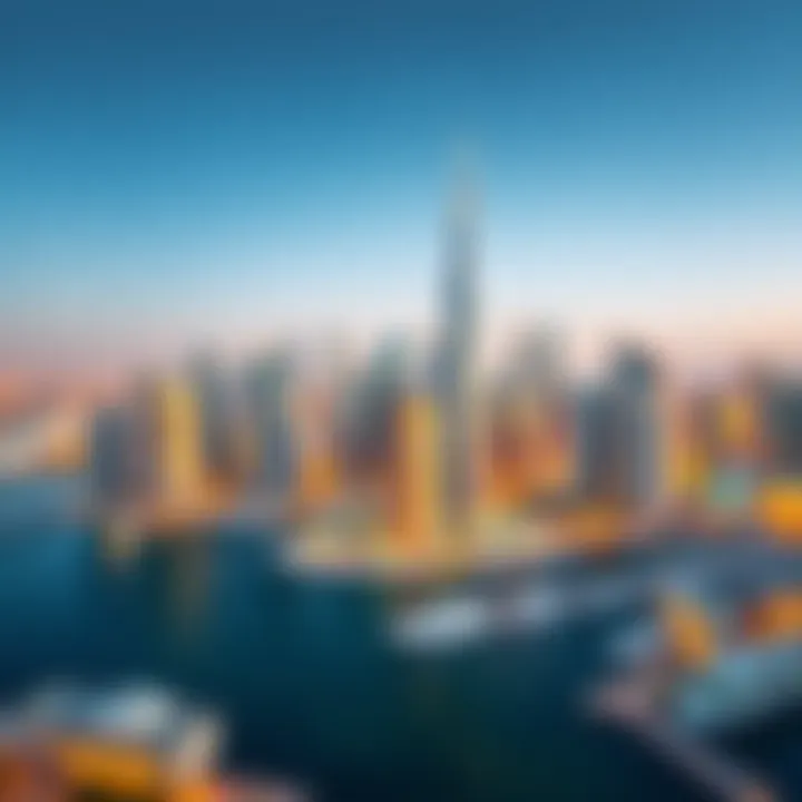 Panoramic view of Dubai Marina skyline