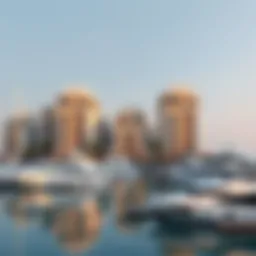 Luxury marina residential complex with yachts