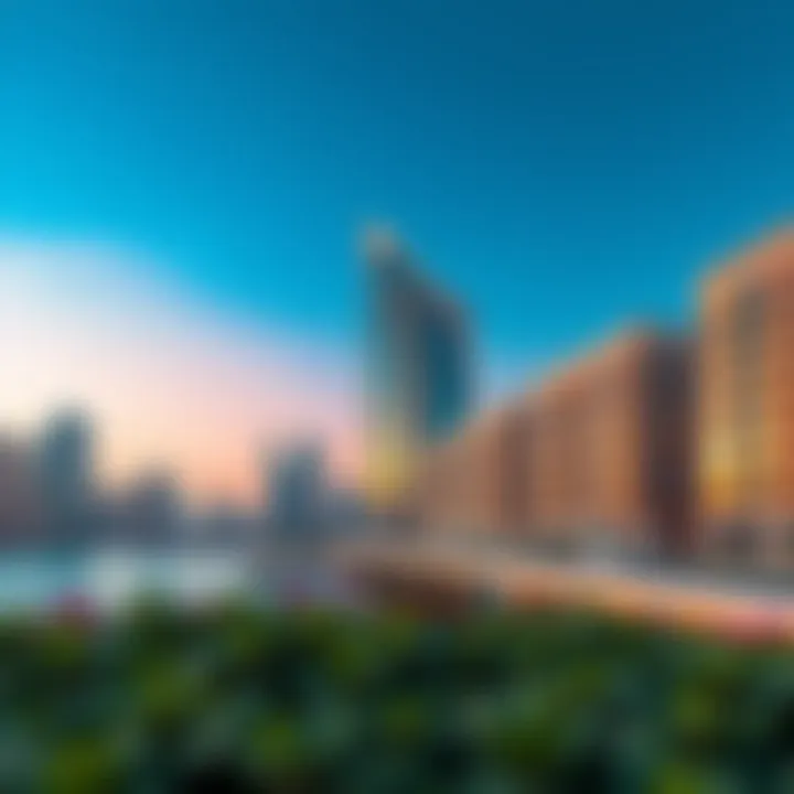 A stunning view of Boulevard Point showcasing its modern architecture against the Dubai skyline.