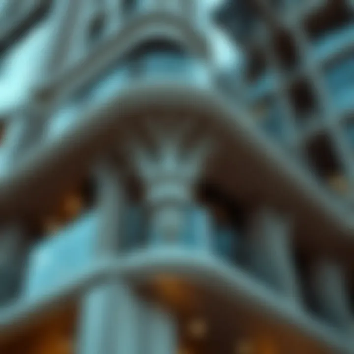 Architectural Details of Building K1 Detail shot of the intricate architectural elements of Building K1