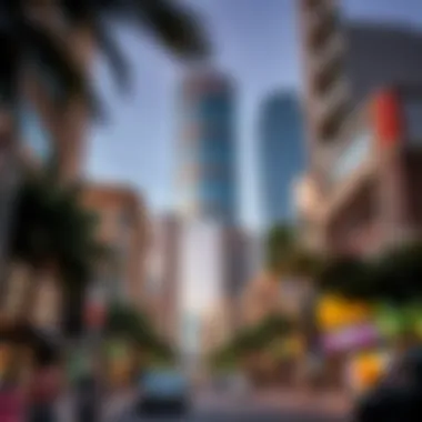 Urban Living Around City Towers Vibrant urban life surrounding a city tower