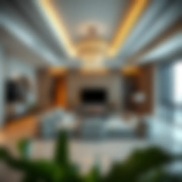 Luxurious interiors of a unit in Damac Voleo highlighting design elements