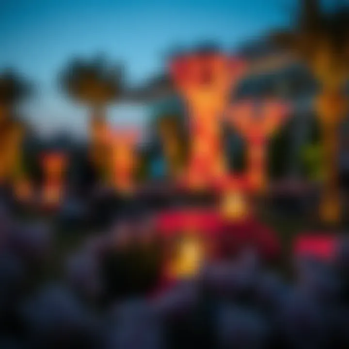 Artistic light installations blending with natural scenery