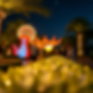 Visitors enjoying the enchanting displays during the evening