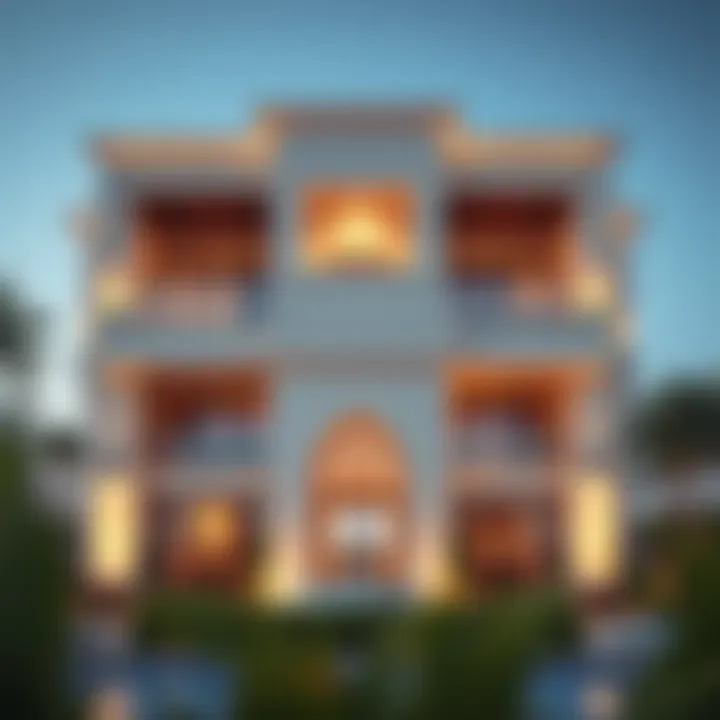 Stunning Architectural Design of Dubai Villas Luxurious villa exterior showcasing unique architectural design in Dubai