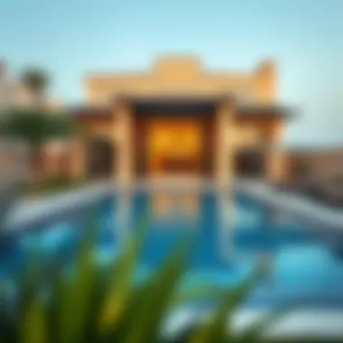 Outdoor pool area of a lavish holiday home