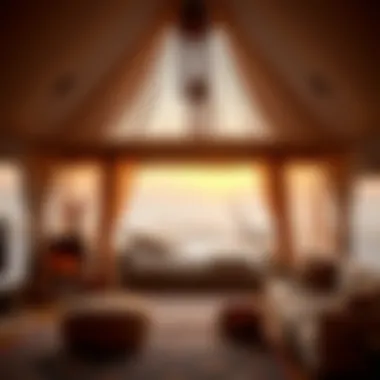 Cozy indoor space of a glamping tent