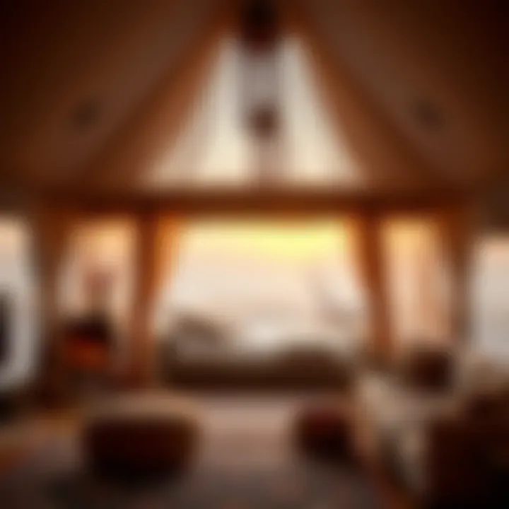 Cozy indoor space of a glamping tent