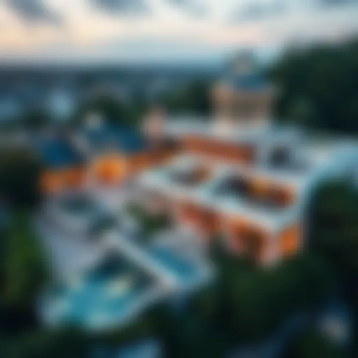 Aerial view showcasing the architecture of Gold Crest View