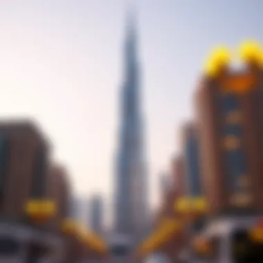 The Burj Khalifa towering above the Dubai skyline