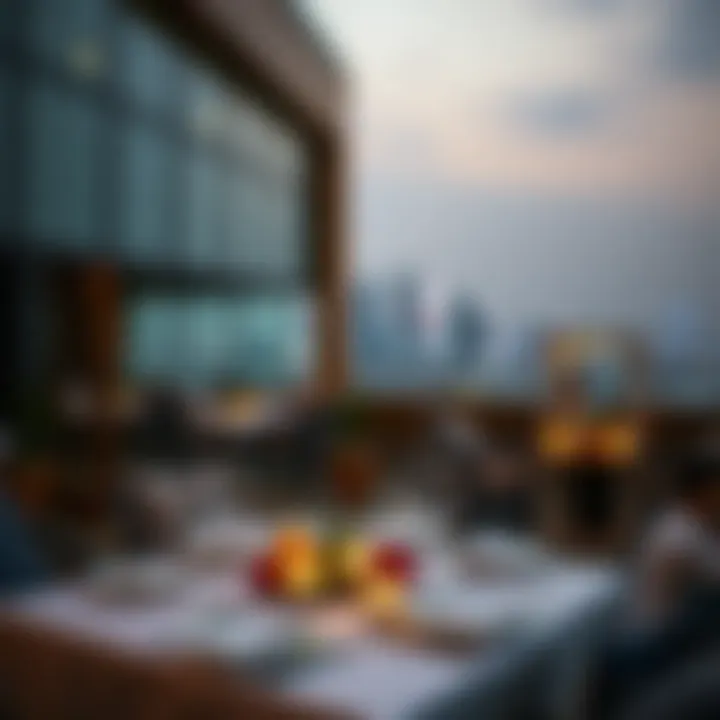 Elegant dinner setup at a rooftop restaurant