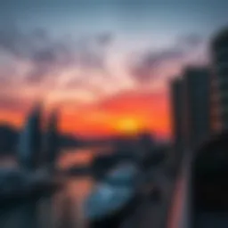 Stunning sunset view over Dubai Marina