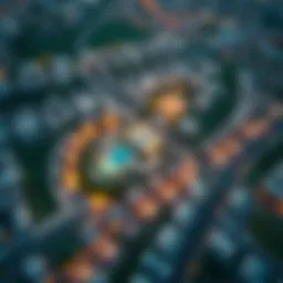 Aerial view showcasing the landscape of Jumeirah Village Circle