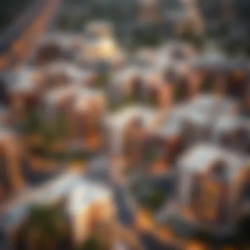 Aerial view of JVC District 10 showcasing its modern residential architecture