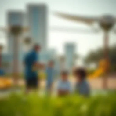 Families Enjoying the Recreational Facilities Families enjoying recreational facilities at Karama Park