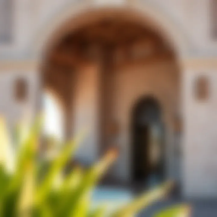 A close-up of the unique architectural features of Last Exit Qudra.