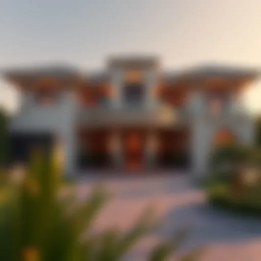 Exterior view of the luxurious Dubai mansion showcasing its grandeur