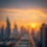 Stunning skyline view of Dubai at sunset
