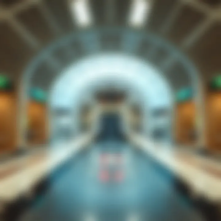 Interior shot of Meena Bazaar Dubai Metro Station highlighting modern amenities