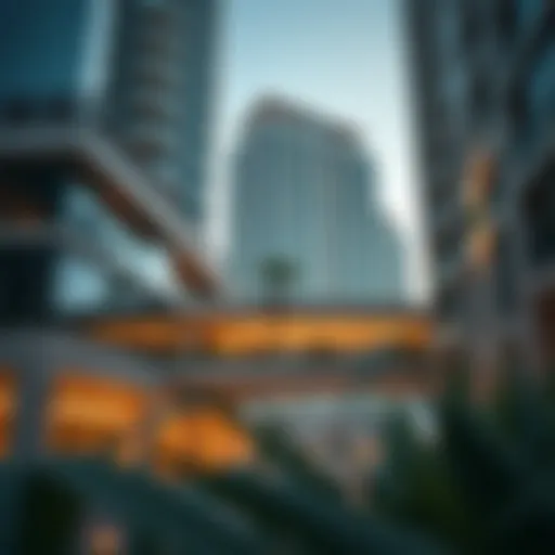 Architectural view of Mövenpick Jumeirah Lakes Towers showcasing unique design elements