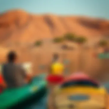 Recreational Activities at Mubazzarah Lake Visitors enjoying recreational activities such as kayaking and picnicking at Mubazzarah Lake.