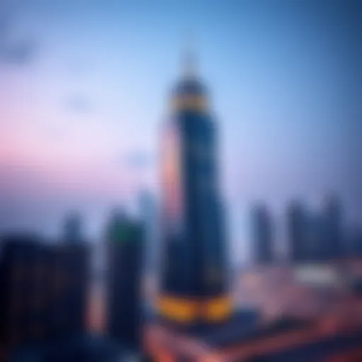 Stunning view of Ontario Tower against the Dubai skyline