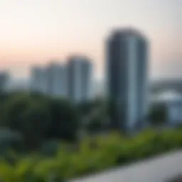 A panoramic view of Park Gate Residences Al Kifaf showcasing its modern architecture and surrounding greenery