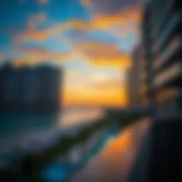 Vibrant sunset view over the Sea Breeze area