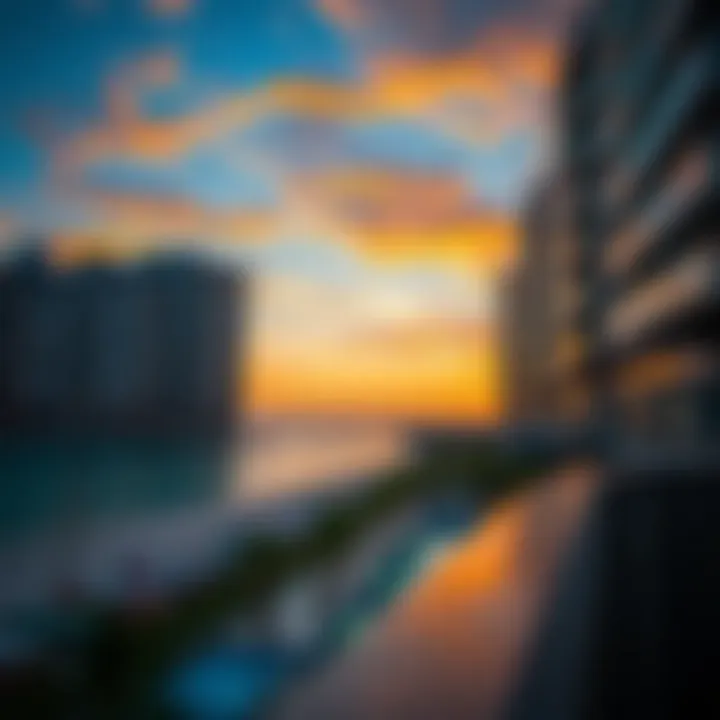 Vibrant sunset view over the Sea Breeze area