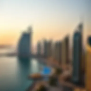Panoramic view of Dubai skyline featuring Seven the Palm
