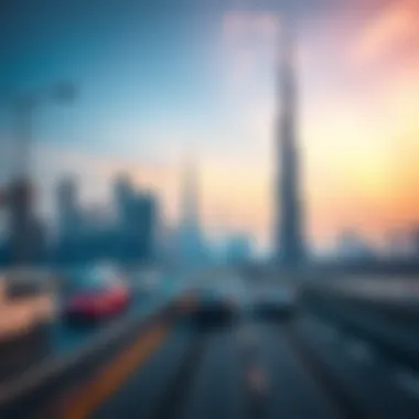 Stunning skyline view of Dubai along Sheikh Mohammad Bin Zayed Road