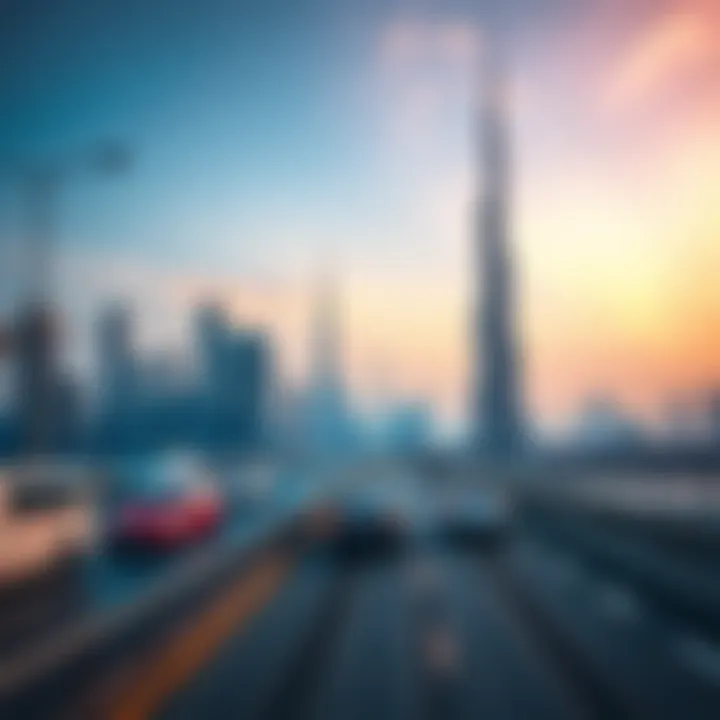 Stunning skyline view of Dubai along Sheikh Mohammad Bin Zayed Road