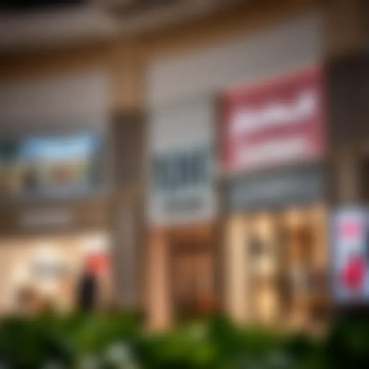 High-end boutique storefronts in a modern shopping center