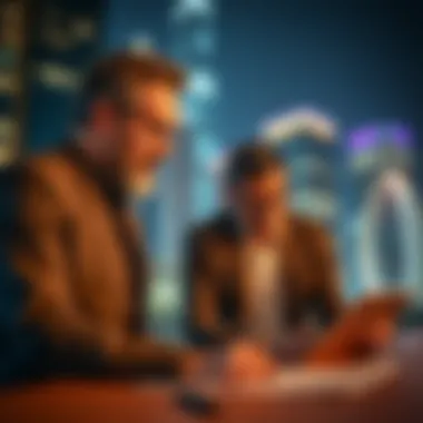 Investors Exploring Real Estate Opportunities Investors analyzing real estate opportunities in Emaar Square