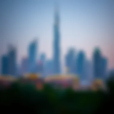 Modern skyline of Downtown Dubai with the iconic Burj Khalifa