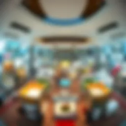 A panoramic view of the World Trade Center exhibition hall showcasing various real estate booths.