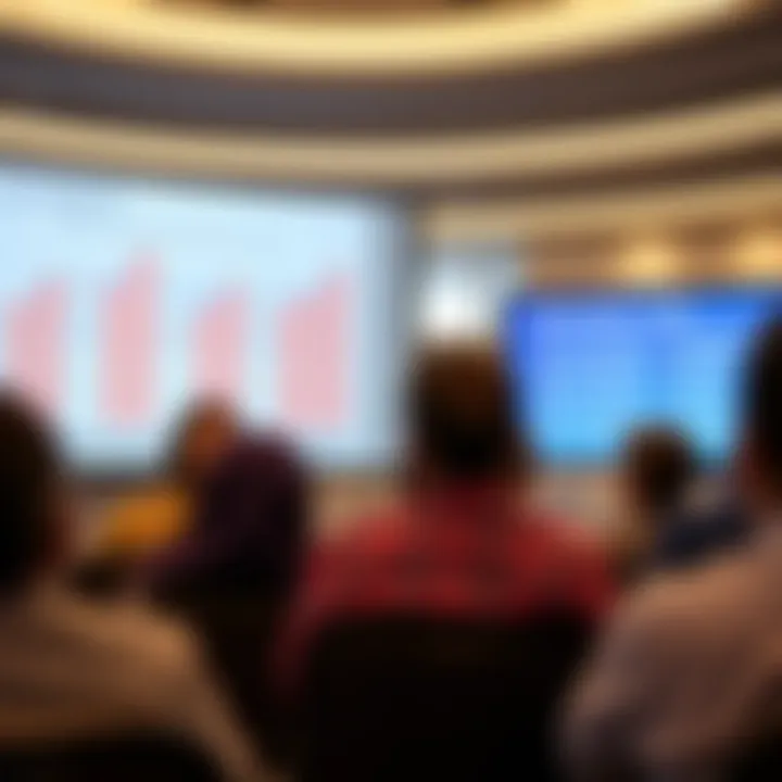 Dynamic presentation on market trends in the real estate sector during the exhibition.