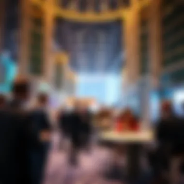 Networking event at the World Trade Center where industry leaders interact.