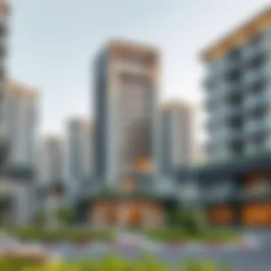 Modern architectural design of residential buildings in Riviera MBR City