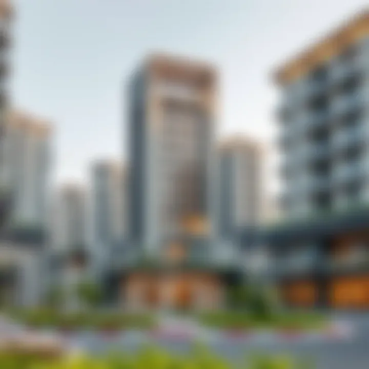 Modern architectural design of residential buildings in Riviera MBR City