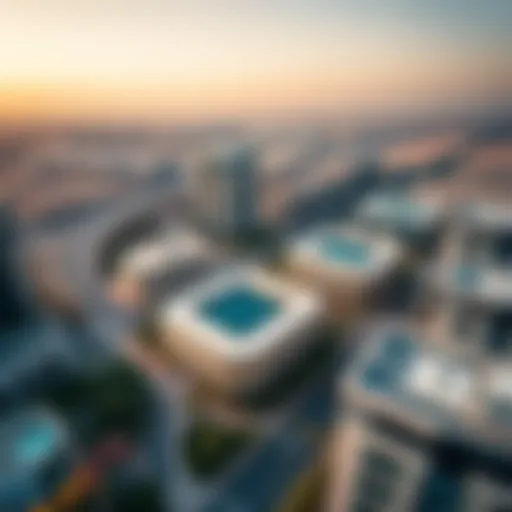 Aerial View of Dubai Academic City Aerial view of Dubai Academic City showcasing its modern infrastructure
