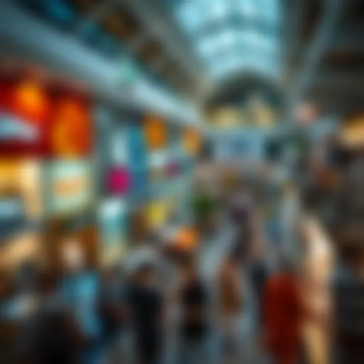 Interior shot of a bustling shopping area filled with diverse retail options in Jebel Ali