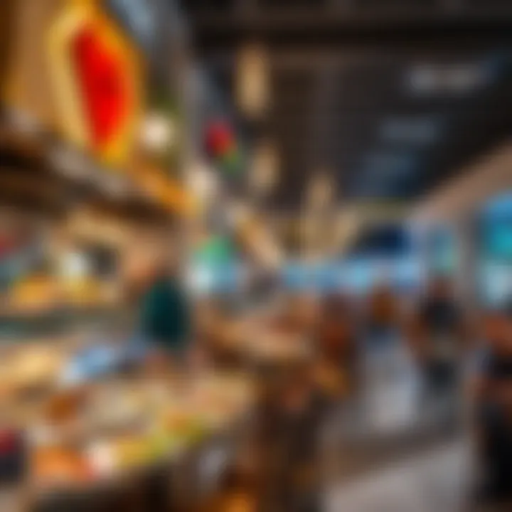 A delicious array of dining options presented in a food court at Jebel Ali Mall