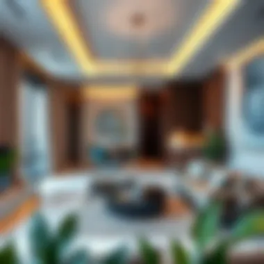 Interior of a stylish apartment highlighting contemporary design and amenities