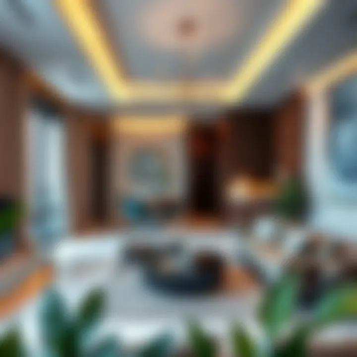 Interior of a stylish apartment highlighting contemporary design and amenities