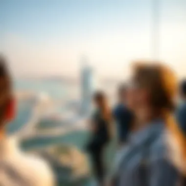 Visitors enjoying panoramic views from Skyview at Burj Al Arab