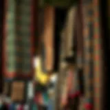 Intricate patterns of traditional textiles at Deira Souk