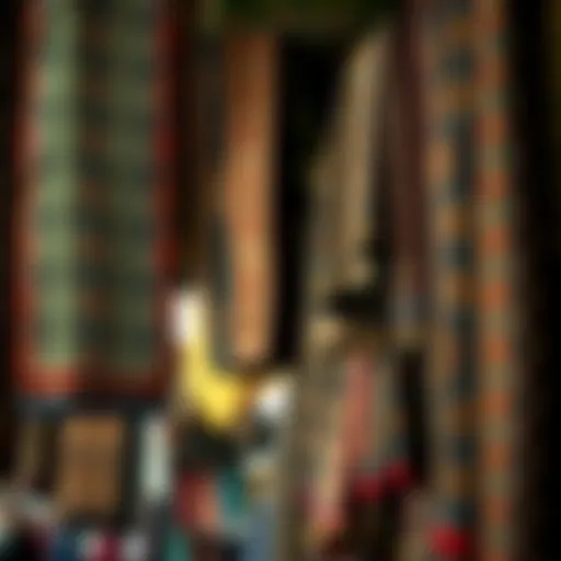 Intricate patterns of traditional textiles at Deira Souk